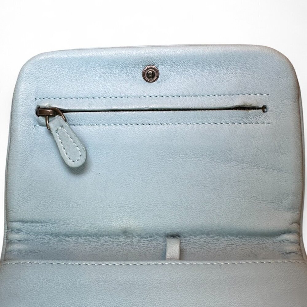 Bottega Veneta Intrecciato Leather Compact Bi-Fold Wallet - Light Blue - Picture 16 of 16